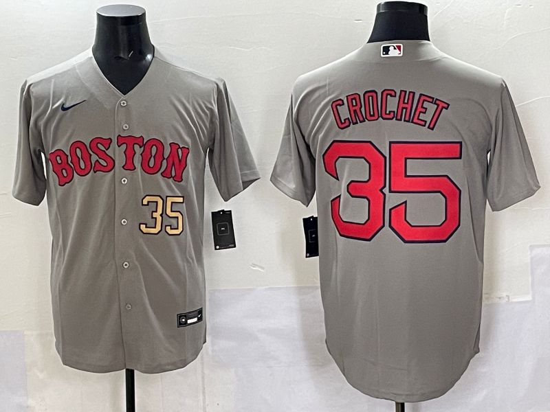 Men Boston Red Sox #35 Crochet Grey Game 2025 Nike MLB Jersey style 003